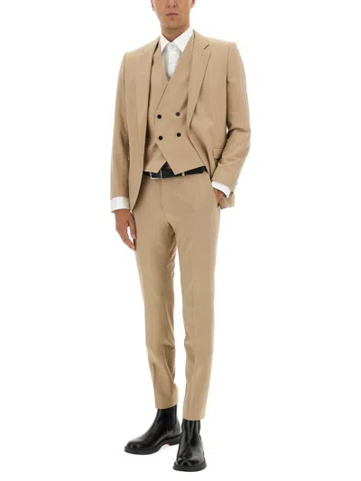 Hugo Boss Tailored Suit With Notch Lapel And Single-breasted In Brown