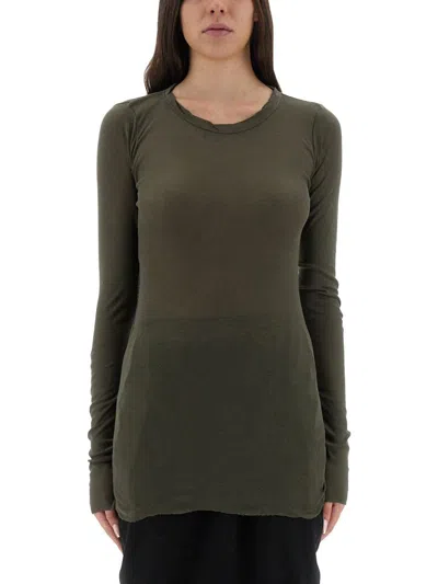 Rick Owens Sheer Fabric Long Sleeves Round Neck In Green
