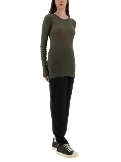 Rick Owens Sheer Fabric Long Sleeves Round Neck In Green