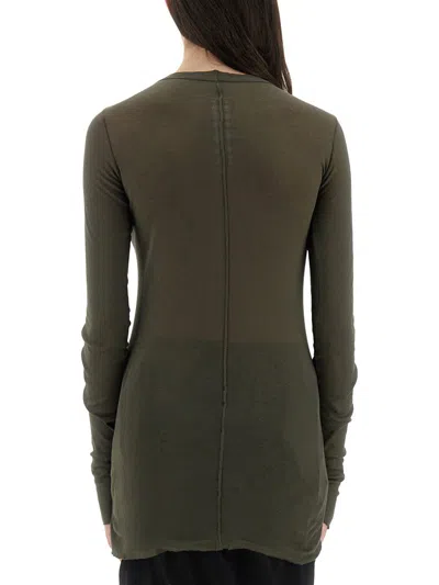 Rick Owens Sheer Fabric Long Sleeves Round Neck In Green