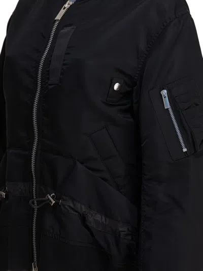 Sacai Nylon Twill Bomber Jacket In Black