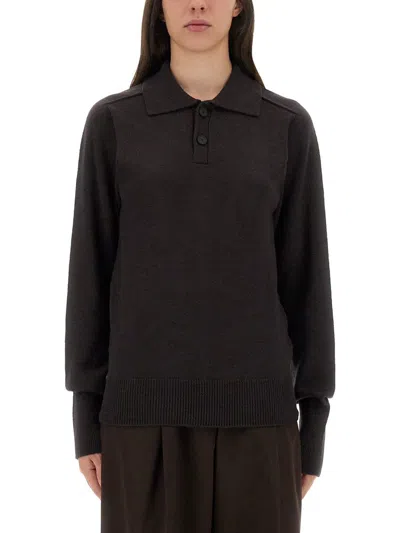 Studio Nicholson Knitwear Polo Collar Long Sleeves In Black