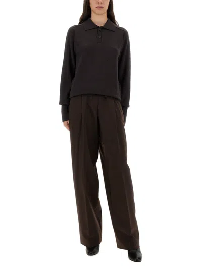 Studio Nicholson Knitwear Polo Collar Long Sleeves In Black