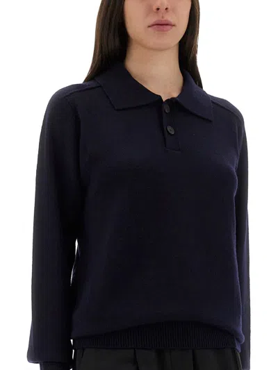 Studio Nicholson Knitwear Polo Collar Long Sleeves In Black