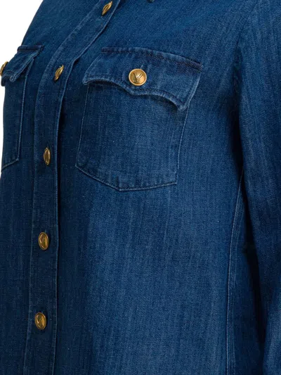 Valentino Western Style Denim Shirt In Blue