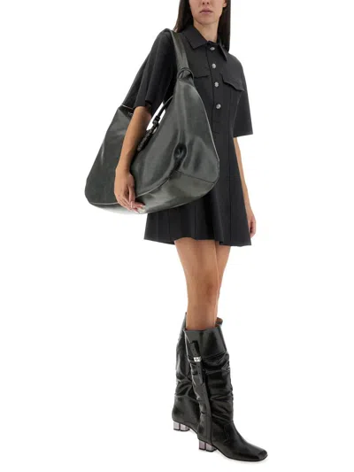 Ganni Mini Dress With Scalloped Buttons In Black