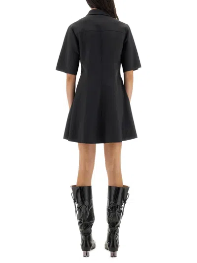 Ganni Mini Dress With Scalloped Buttons In Black
