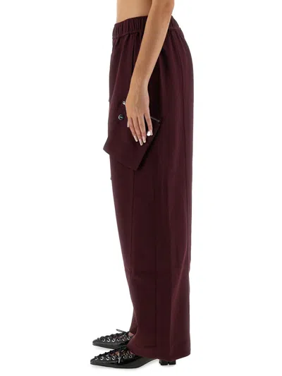 Ganni Womens Elasticated Multi-pocket Nylon Trousers Port Royale In Brown