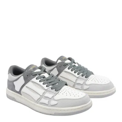 Amiri Distressed Low Top Sneakers With Skeleton Detail In Gray