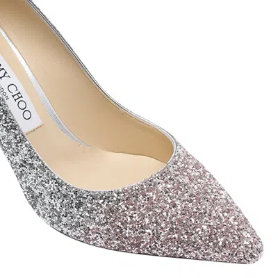 Jimmy Choo Multicolor Glitter Fabric Romy 85 Pumps In Silver