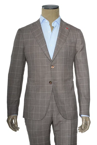 Isaia Windowpane Wool-silk Suit In Multi