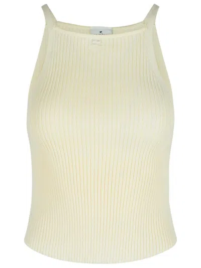 Courrèges Courreges Ivory Viscose Blend Top In Yellow