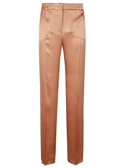 Alberta Ferretti Tailored Trousers With Satin-finish And Classic Waistband In Brown