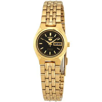 Seiko 5 Black Dial Watch In Gold