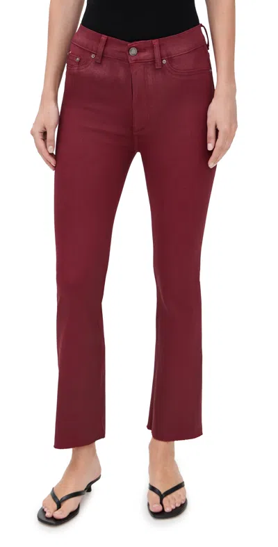 Dl1961 Bridget Boot High Rise Instasculpt Crop Jeans Cherry Coated (ultimate) In Burgundy