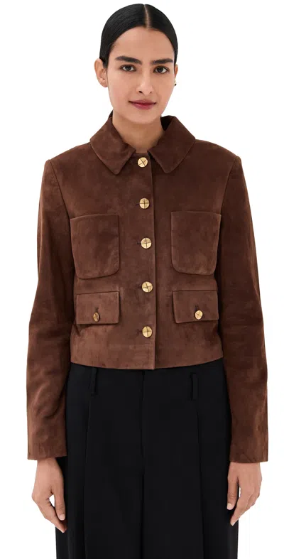 Altuzarra Astley Lambskin Leather Jaclet In Brown