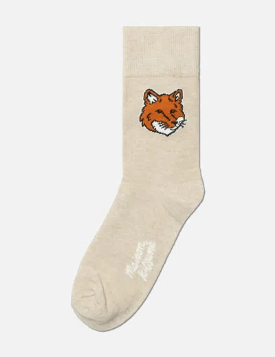Maison Kitsuné Fox Head Socks In Neutral