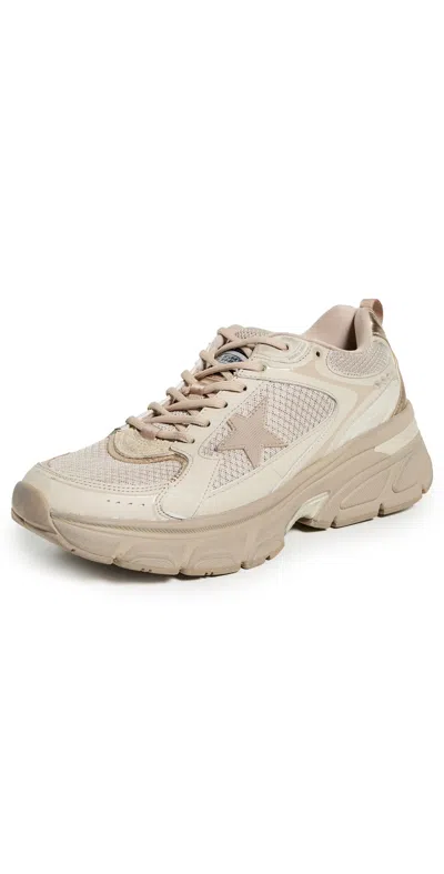 Golden Goose Lightstar Leather And Mesh Sneakers Colour Taupe In Neutral