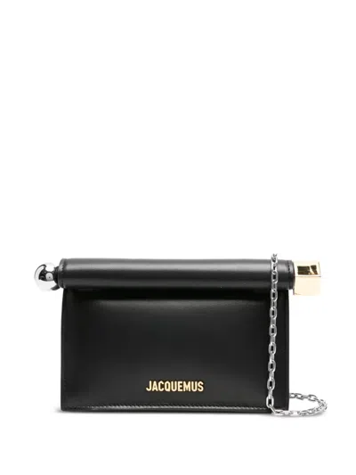 Jacquemus La Pochette Rond Carre Leather Clutch In Black