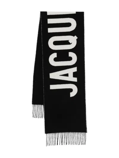 Jacquemus Scarf With Embroidered Logo In Black