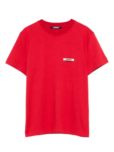 Jacquemus Short Sleeve Cotton T-shirt In Red