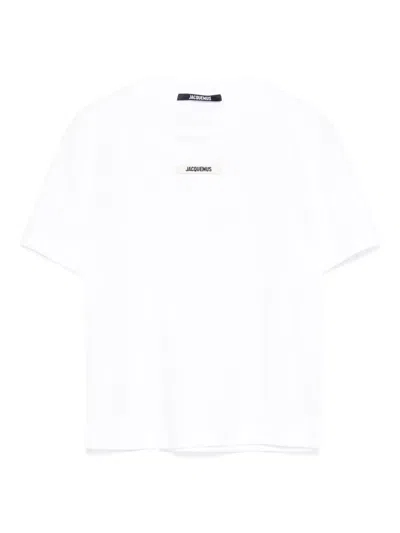 Jacquemus Cropped White T-shirt With Centered Patch In White