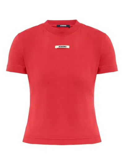 Jacquemus Short Sleeve Cotton T-shirt In Red