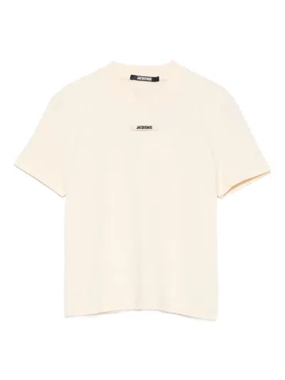 Jacquemus T-shirt With Gros Grain Logo In Nude