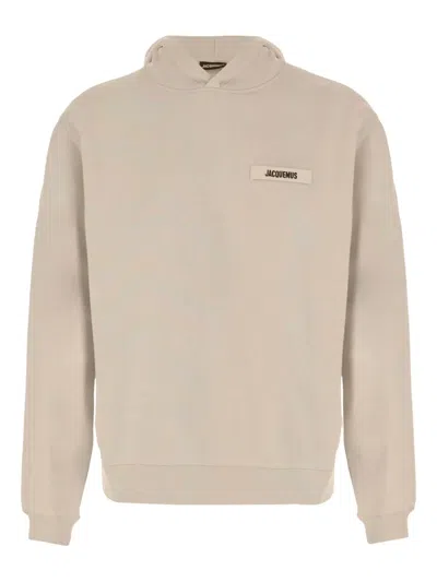 Jacquemus Relaxed Fit Cotton Hoodie With Subtle Branding In Nude