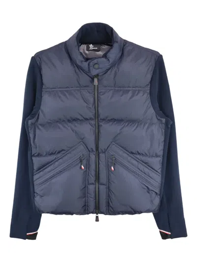 Moncler Grenoble Quilted Zip Up Cardigan In Navy Blu In Blue