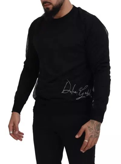 Pre-owned Dolce & Gabbana Black Polyester Crewneck Men Pullover Men's Sweater ()