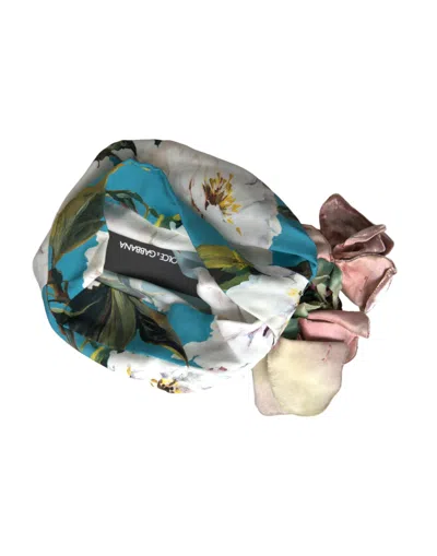 Dolce & Gabbana Blue Floral Motif Turban Head Hat Women's Women In Blue