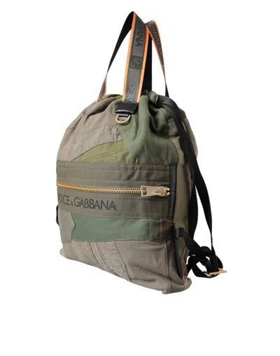 Dolce & Gabbana Military Green Patchwork Rucksack Backpack Men's Bag