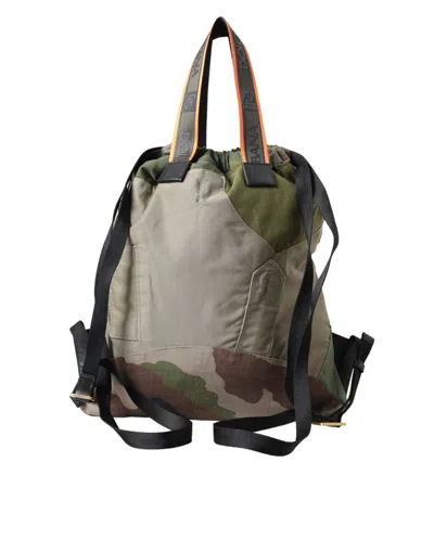Dolce & Gabbana Military Green Patchwork Rucksack Backpack Men's Bag