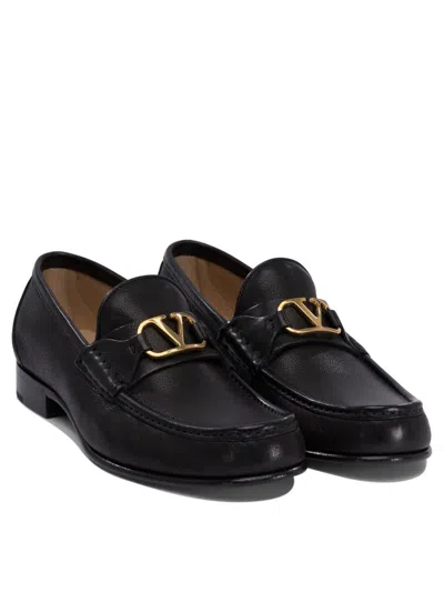 Valentino Vlogo Signature Loafer Lace-up Shoes Black In Black