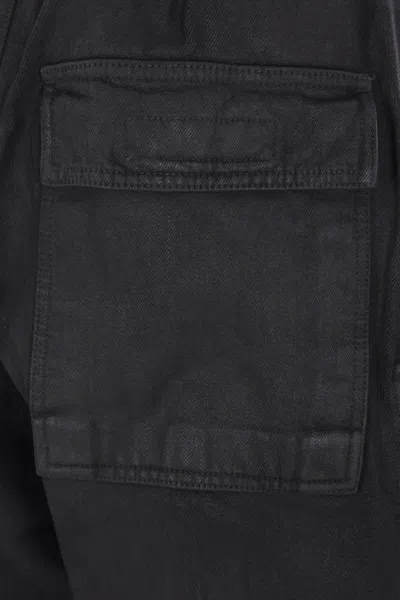 Rick Owens Drkshdw Black Hollywood Imbalanced Double Cargo Jumbo Belas Denim Cargo Pants In Black