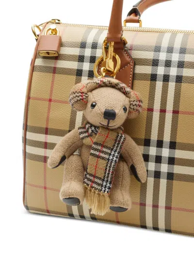 Burberry Checked Wool And Cashmere-blend And Gold-tone Bag Charm In Brown