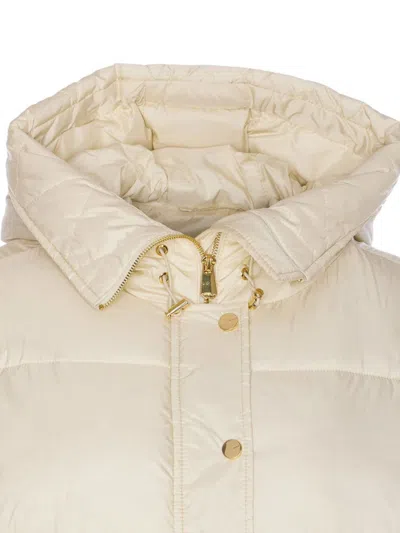 Pinko Quilted Hooded Jacket Front Pockets In White