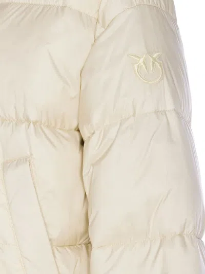 Pinko Quilted Hooded Jacket Front Pockets In White
