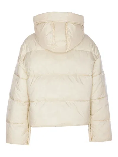 Pinko Quilted Hooded Jacket Front Pockets In White