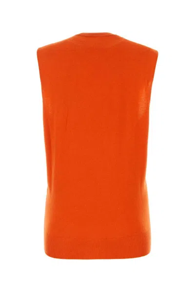 Jil Sander Orange Cashmere Vest In Orange