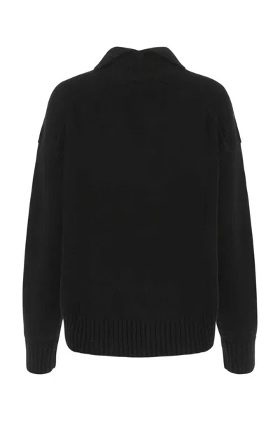 Jil Sander Black Cashmere Blend Oversize Sweater In Black