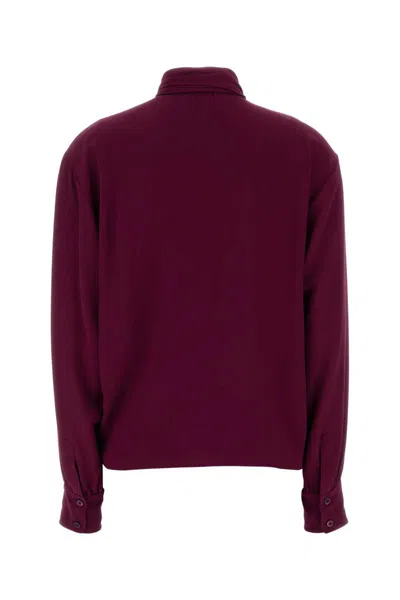 Prada Crepe Grape Blouse Bow Detail In Purple