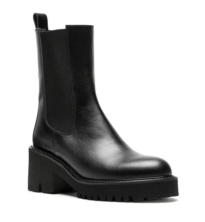 La Canadienne Teddy Boots Women Us Black Leather Block Heel Chelsea Zogg1821 In Black