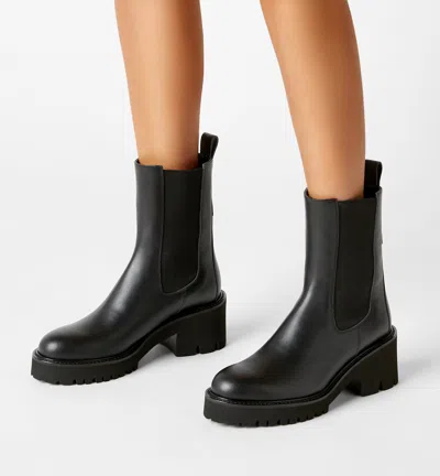 La Canadienne Teddy Boots Women Us Black Leather Block Heel Chelsea Zogg1821 In Black