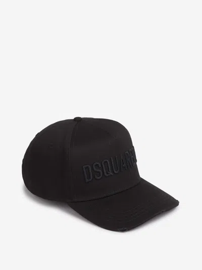 Dsquared2 Curved Visor Cotton Baseball Cap In Black