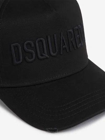 Dsquared2 Curved Visor Cotton Baseball Cap In Black