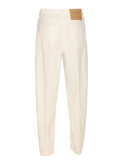 Dondup Loose Fit Velvet Effect Trousers With Pockets In White