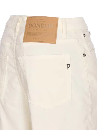 Dondup Loose Fit Velvet Effect Trousers With Pockets In White