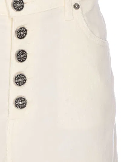 Dondup Loose Fit Velvet Effect Trousers With Pockets In White